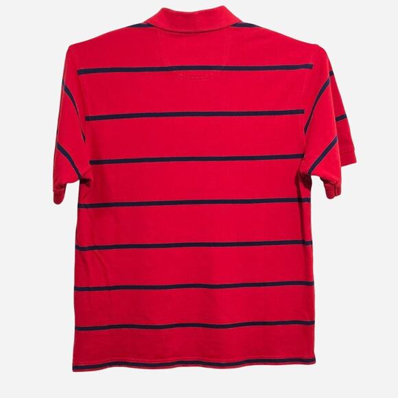 IZOD Men's XL Red Navy Striped Cotton Polo Shirt Short Sleeve - Picture 2 of 3